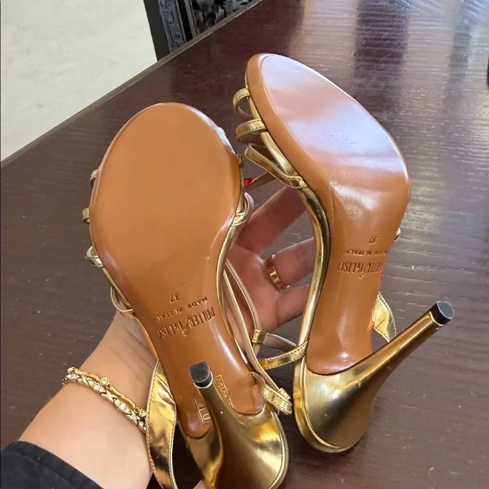 Elegant Gold Strappy Heels